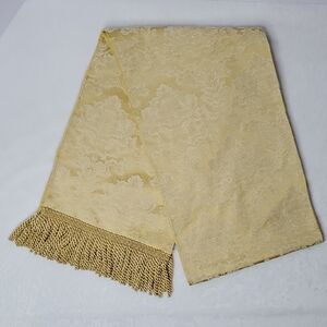 Elegant Stratford Gold Brocade Table Runner With Fringe